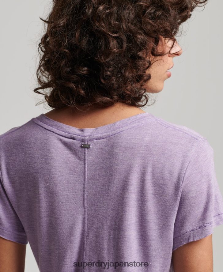 スラブ Vネック Tシャツ 女性 Superdry 衣類 紫 2J62PZ2723