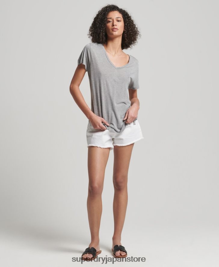 スラブ Vネック Tシャツ 女性 Superdry 衣類 グレー 2J62PZ2728