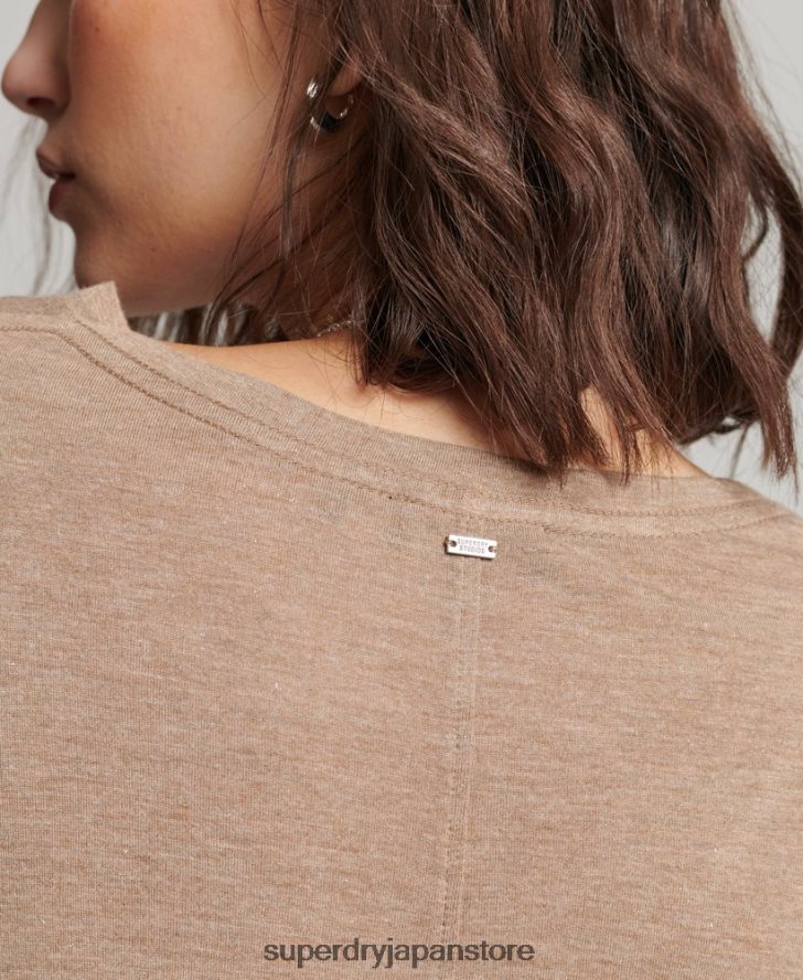 スラブ Vネック Tシャツ 女性 Superdry 衣類 黄褐色 2J62PZ2730