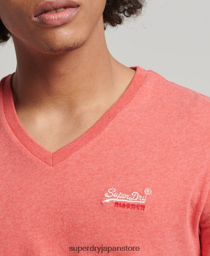 オーガニックコットン クラシック Vネック Tシャツ 男性 Superdry 衣類 コーラル 2J62PZ4809