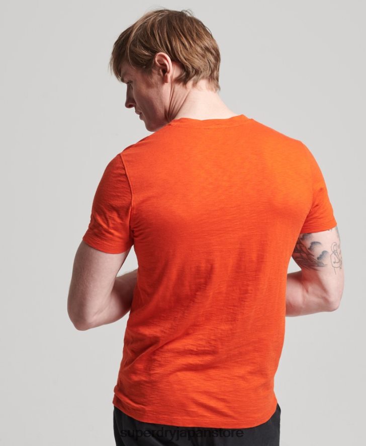 オーガニックコットン Vネック スラブポケット Tシャツ 男性 Superdry 衣類 オレンジ 2J62PZ4810