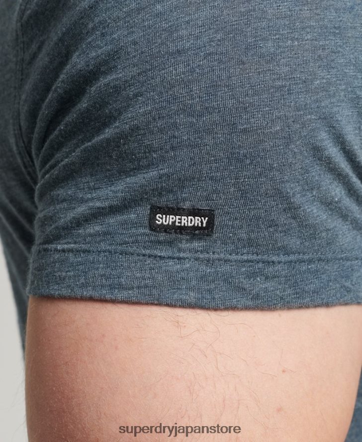 オーガニックコットン Vネック スラブポケット Tシャツ 男性 Superdry 衣類 青 2J62PZ4819