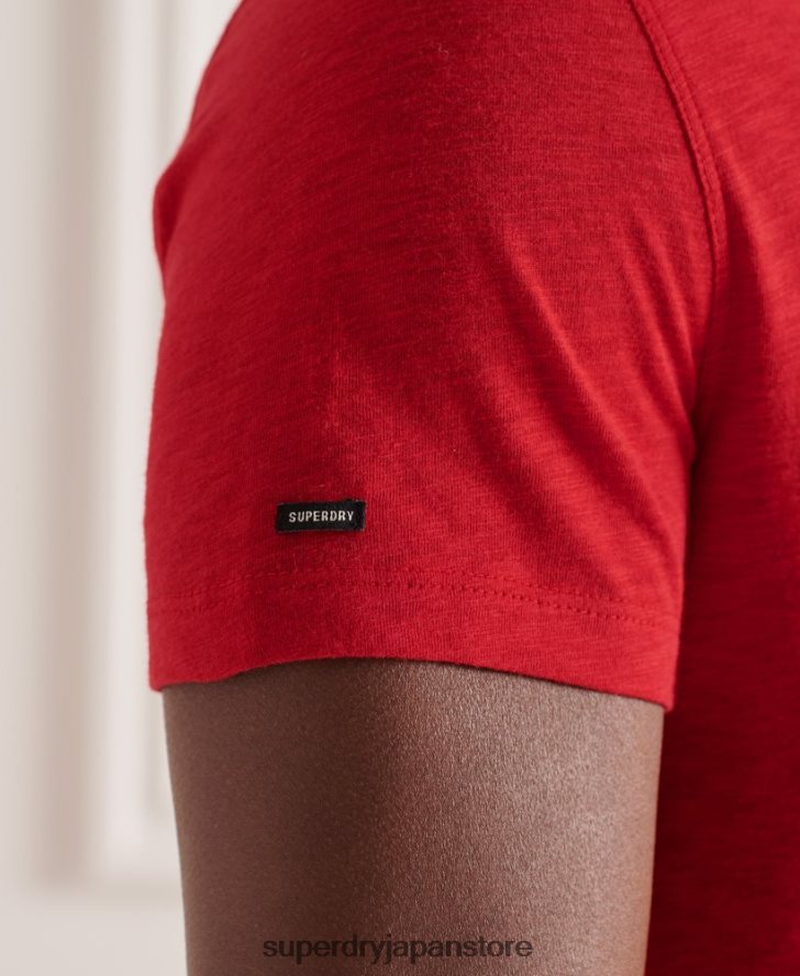 オーガニックコットン Vネック スラブポケット Tシャツ 男性 Superdry 衣類 赤 2J62PZ4834