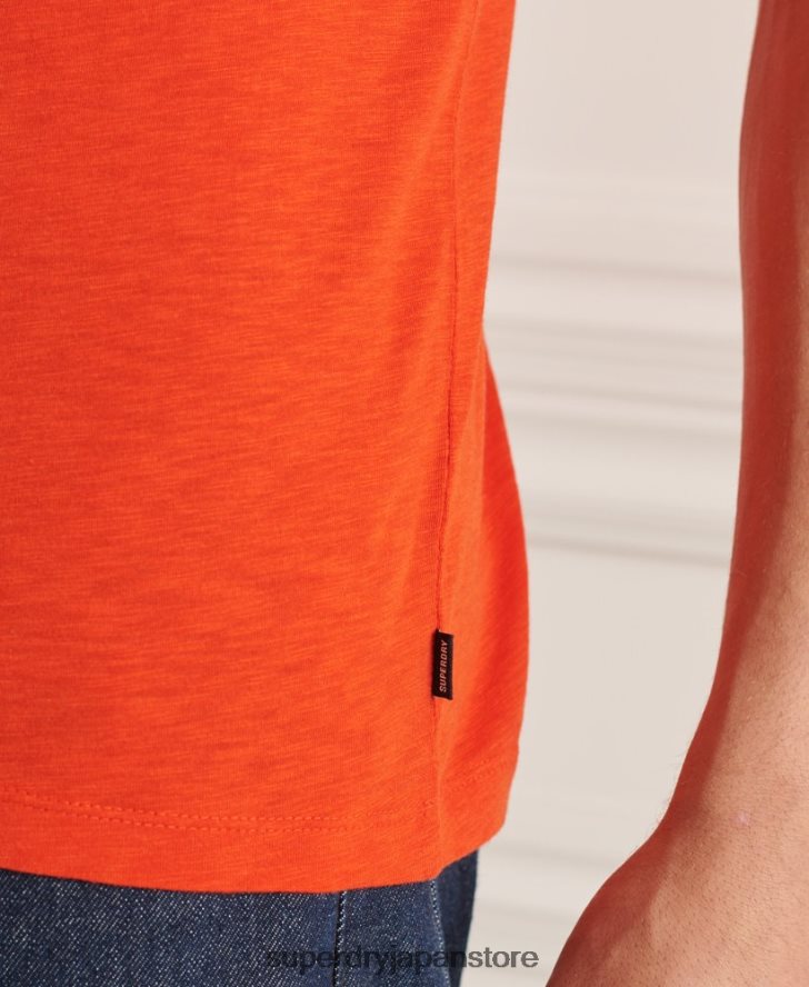 オーガニックコットン Vネック スラブポケット Tシャツ 男性 Superdry 衣類 オレンジ 2J62PZ4837