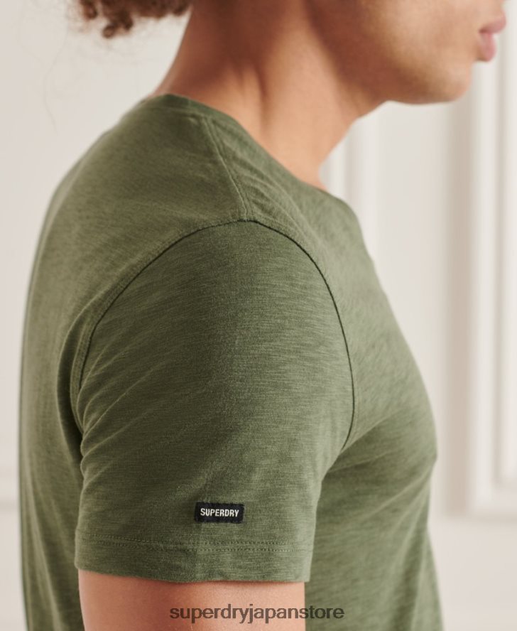 オーガニックコットン Vネック スラブポケット Tシャツ 男性 Superdry 衣類 緑 2J62PZ4846