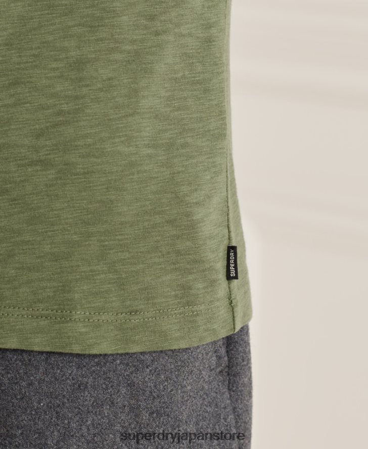オーガニックコットン Vネック スラブポケット Tシャツ 男性 Superdry 衣類 緑 2J62PZ4846
