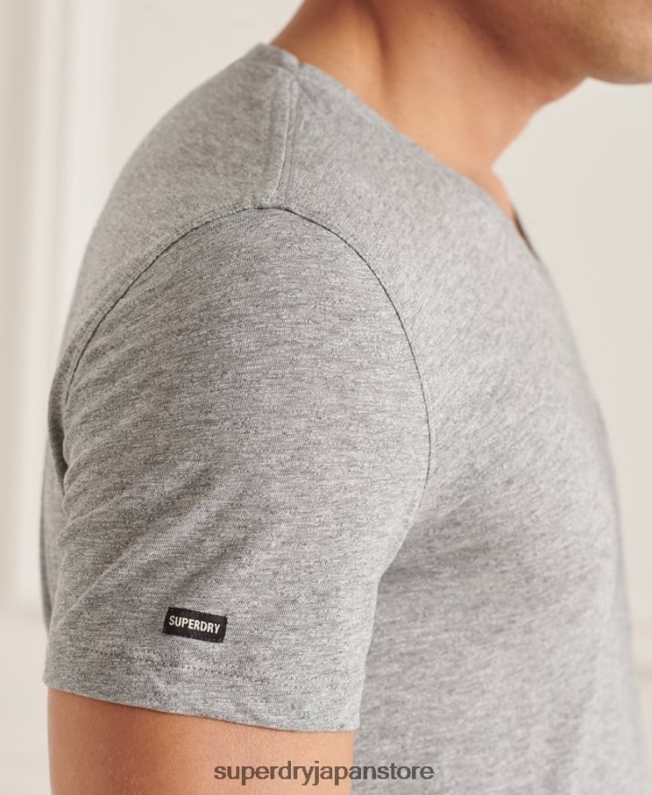 オーガニックコットン Vネック スラブポケット Tシャツ 男性 Superdry 衣類 ライトグレー 2J62PZ4849