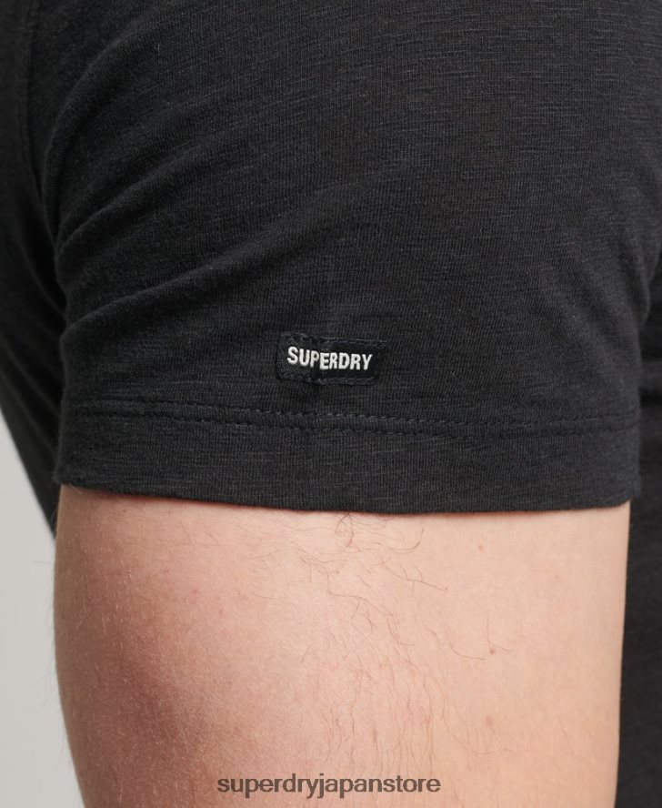 オーガニックコットン Vネック スラブポケット Tシャツ 男性 Superdry 衣類 黒 2J62PZ4862