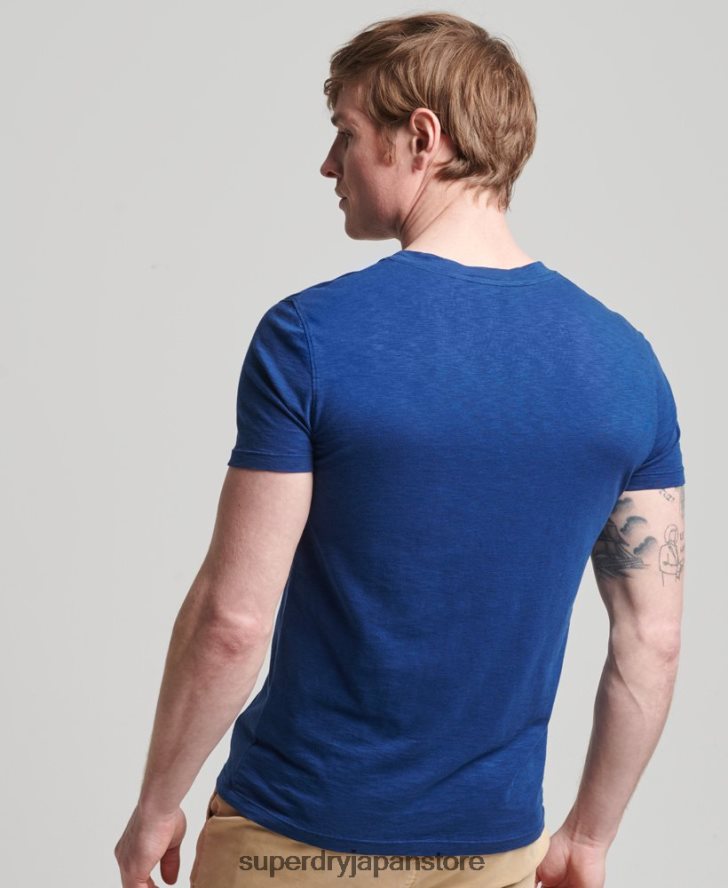 オーガニックコットン Vネック スラブポケット Tシャツ 男性 Superdry 衣類 青 2J62PZ4877