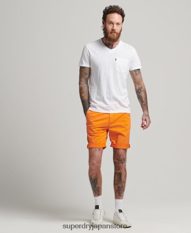 オーガニックコットン ポケットVネックTシャツ 男性 Superdry 衣類 白 2J62PZ4916
