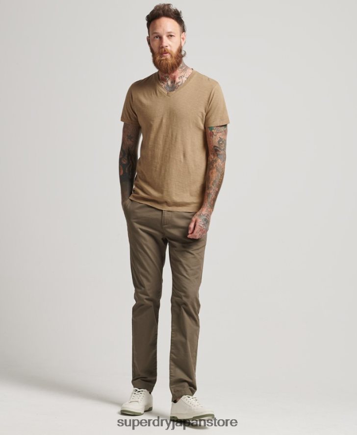 VネックTシャツ 男性 Superdry 衣類 茶色 2J62PZ4923