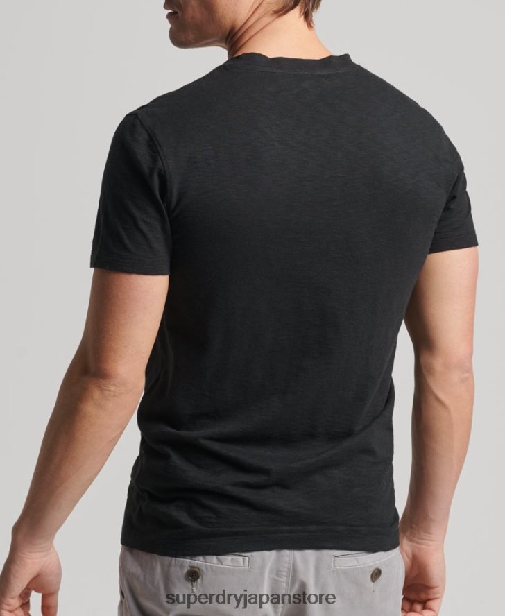 オーガニックコットン ポケットVネックTシャツ 男性 Superdry 衣類 黒 2J62PZ4939