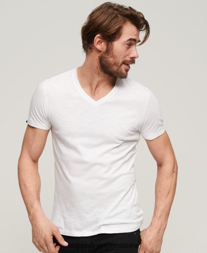 VネックTシャツ 男性 Superdry 衣類 白 2J62PZ70