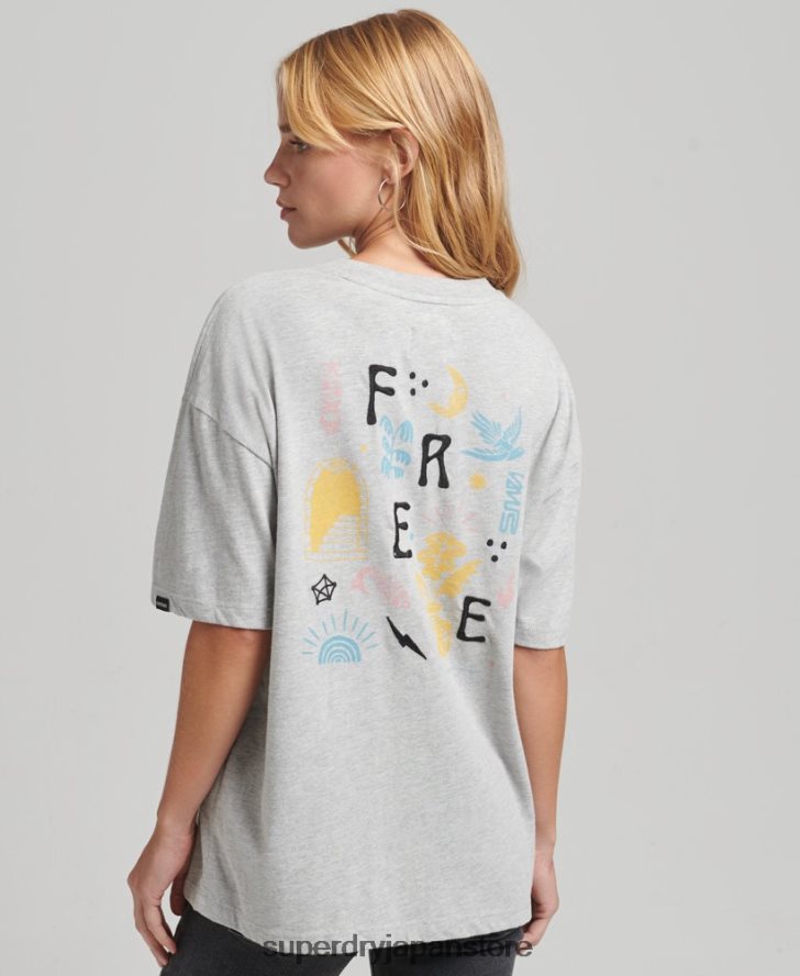 遊牧民のTシャツ 女性 Superdry 衣類 グレー 2J62PZ2838